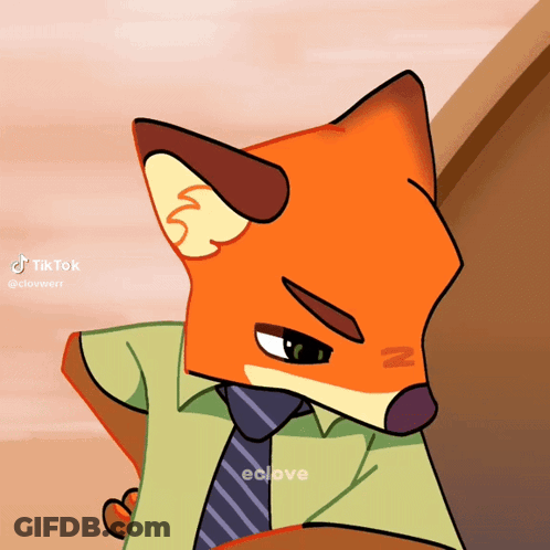 A Cartoon Of A Fox Wearing A Shirt And Tie With The Hashtag Eclove On The Bottom GIF