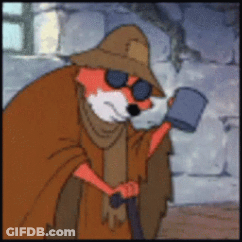 A Cartoon Of A Fox Wearing Sunglasses And A Hat Holding A Cane GIF