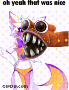 A Cartoon Of A Fox With A Huge Mouth And Teeth And The Words Oh Yeah That Was Nice Below It . GIF