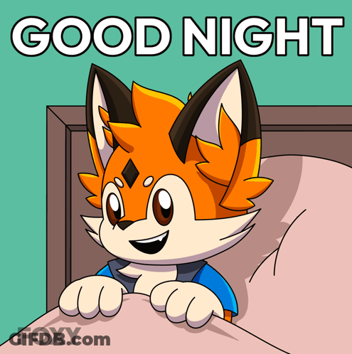 A Cartoon Of A Fox With The Words Good Night On It GIF