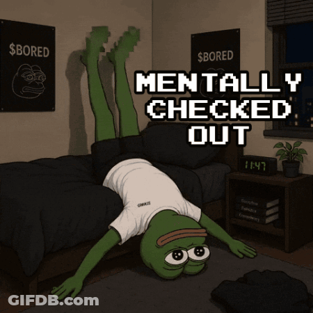 A Cartoon Of A Frog Doing A Handstand With The Words Mentally Checked Out Below Him GIF