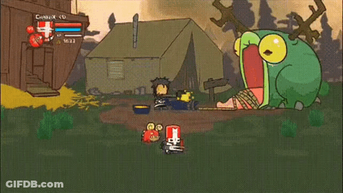 A Cartoon Of A Frog Eating A Man In A Video Game GIF