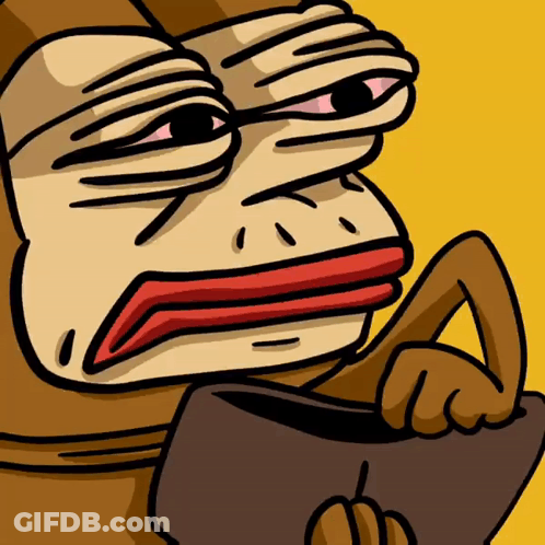 A Cartoon Of A Frog Holding A Purse With A Middle Finger On It GIF