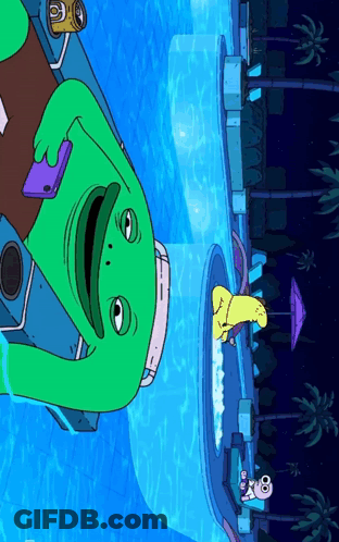 A Cartoon Of A Frog Sitting In A Pool GIF