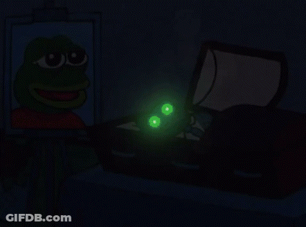 A Cartoon Of A Frog Sitting Next To A Coffin GIF