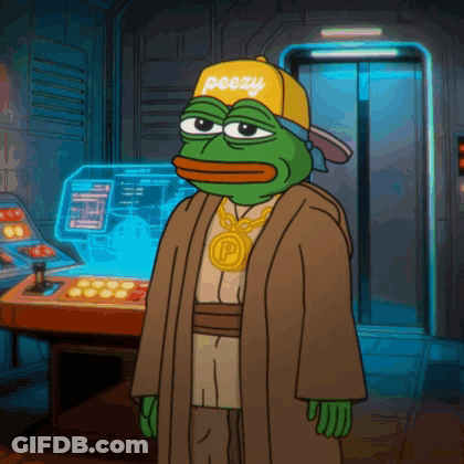 A Cartoon Of A Frog Wearing A Yellow Hat That Says Peezy GIF