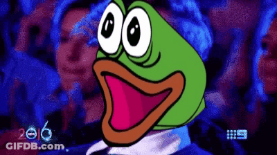 A Cartoon Of A Frog With A Surprised Look On Its Face And The Year 2016 GIF