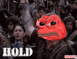A Cartoon Of A Frog With The Word Hold Behind Him GIF