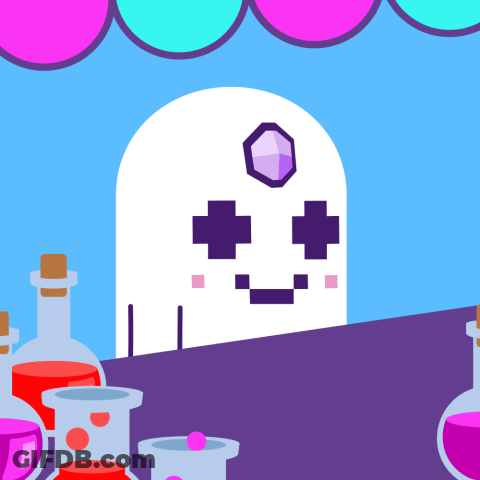 Ghost With Purple Eyes And Purple Circle GIF