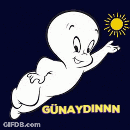 A Cartoon Of A Ghost With The Word Günaydinn On The Bottom GIF