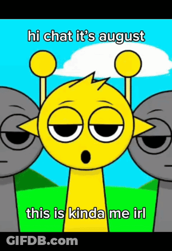 A Cartoon Of A Giraffe Says Hi Chat It 'S August GIF