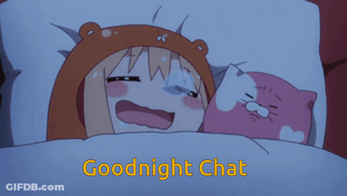 A Cartoon Of A Girl And A Cat With The Words Goodnight Chat Below It GIF