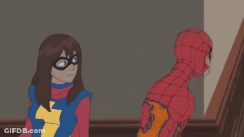 A Cartoon Of A Girl And A Spider Man GIF