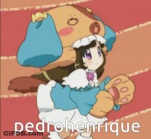 A Cartoon Of A Girl Being Held By A Dog With The Name Pedro Henrique On The Bottom GIF