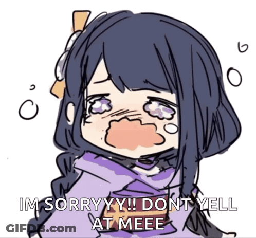 A Cartoon Of A Girl Crying With The Words Im Sorry Yy ! Don T Yell At Meee GIF