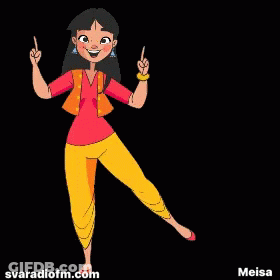 A Cartoon Of A Girl Dancing With The Name Meisa On The Bottom GIF