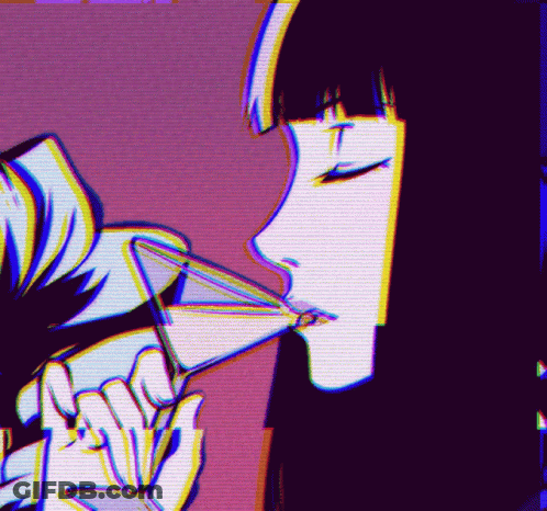 A Cartoon Of A Girl Drinking From A Glass GIF