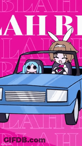 Girl Driving Car Pink Background Lahb GIF