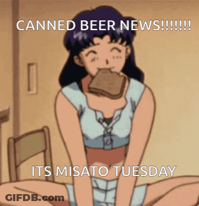 A Cartoon Of A Girl Eating A Sandwich With The Words Canned Beer News GIF