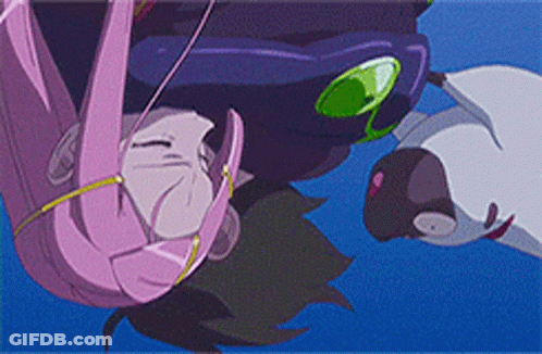 A Cartoon Of A Girl Hanging Upside Down In The Air GIF