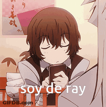 A Cartoon Of A Girl Holding A Book With The Words Soy De Ray Above Her GIF