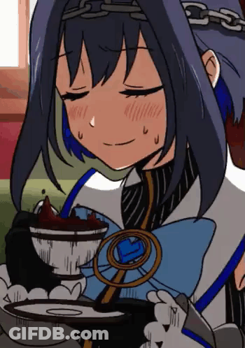 A Cartoon Of A Girl Holding A Bowl Of Food And A Plate Of Food . GIF