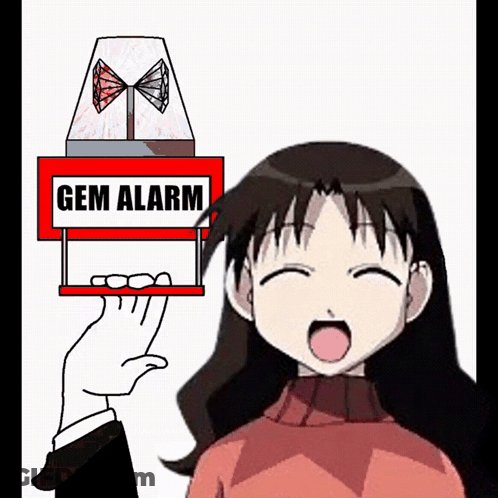 A Cartoon Of A Girl Holding A Gem Alarm GIF