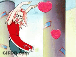 A Cartoon Of A Girl Holding A Heart In Her Hand . GIF
