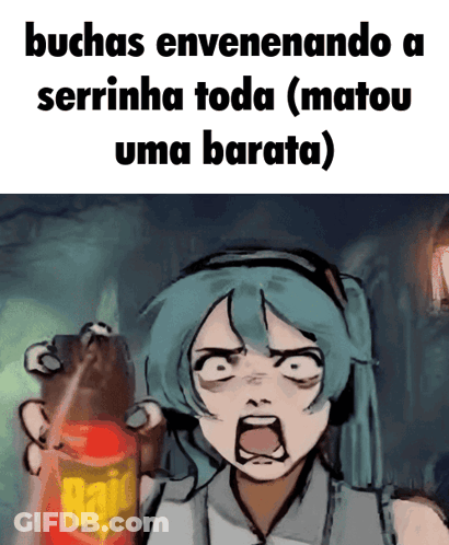A Cartoon Of A Girl Holding A Raid Can GIF