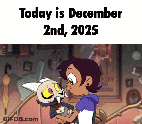 A Cartoon Of A Girl Holding A Stuffed Animal With The Words Today Is December 2Nd 2025 GIF