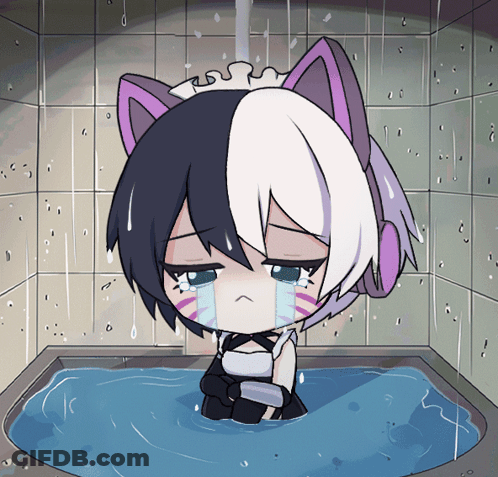 A Cartoon Of A Girl In A Bathtub With Tears Running Down Her Face GIF
