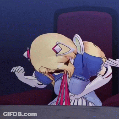A Cartoon Of A Girl In A Blue And White Outfit GIF
