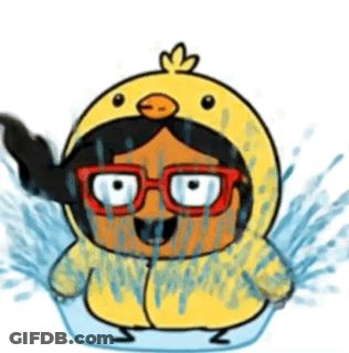 A Cartoon Of A Girl In A Chicken Costume GIF