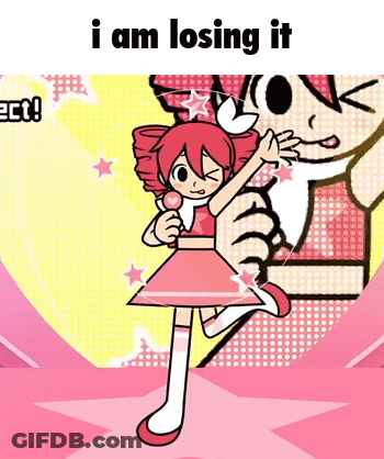 A Cartoon Of A Girl In A Pink Dress With The Words I Am Losing It GIF