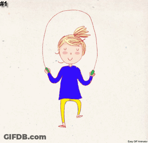 A Cartoon Of A Girl Jumping A Jump Rope With The Number 29 On Top GIF
