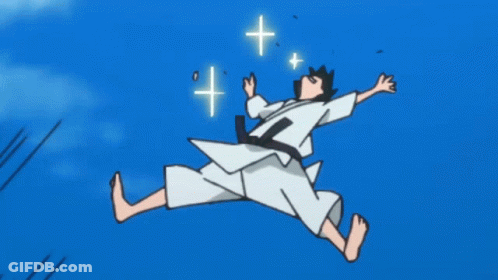 A Cartoon Of A Girl Kicking A Man In The Air With A Blue Sky In The Background GIF