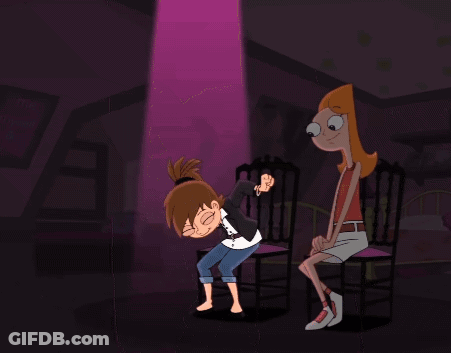 A Cartoon Of A Girl Kicking Another Girl 'S Leg GIF