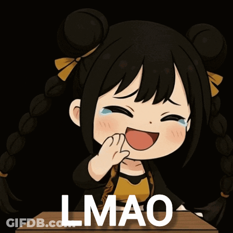 A Cartoon Of A Girl Laughing With The Word Lmao In The Background GIF