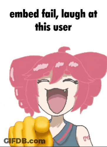 A Cartoon Of A Girl Laughing With The Words Embed Fail Laugh At This User Below Her GIF