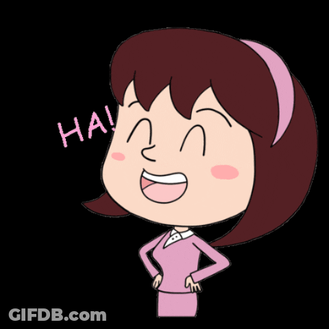 A Cartoon Of A Girl Laughing With The Words Hai Hai Hai Written Above Her GIF