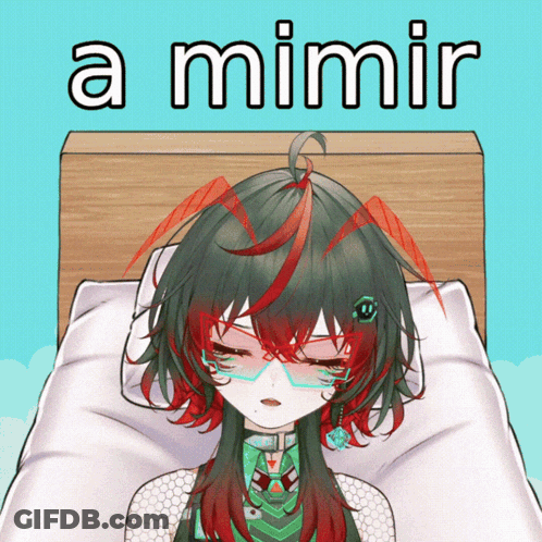 A Cartoon Of A Girl Laying In A Bed With The Words A Mimir Above Her GIF