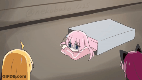 A Cartoon Of A Girl Laying In A Box With The Name Nekobaba Written On The Wall Behind Her GIF