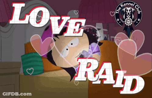A Cartoon Of A Girl Laying On A Bed With The Words Love Raid Written Above Her GIF