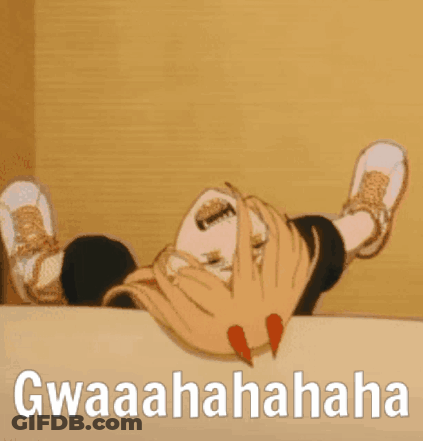 A Cartoon Of A Girl Laying On Her Stomach With The Words Gwaaahaha Written On The Bottom . GIF