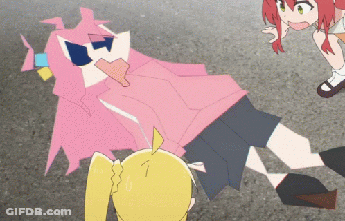 A Cartoon Of A Girl Laying On The Ground With A Pink Shirt On GIF