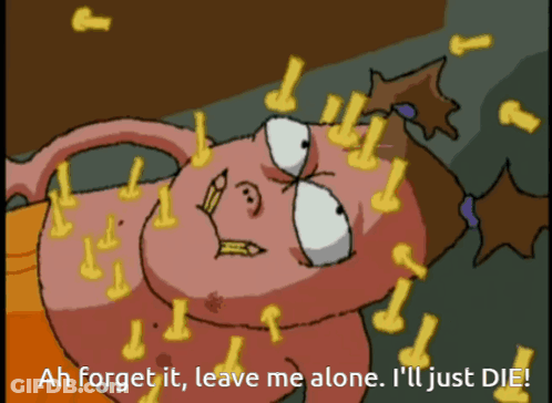 A Cartoon Of A Girl Laying On The Ground With The Words Ah Forget It Leave Me Alone I 'Ll Just Die GIF