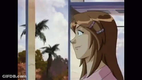 A Cartoon Of A Girl Looking Out A Window GIF