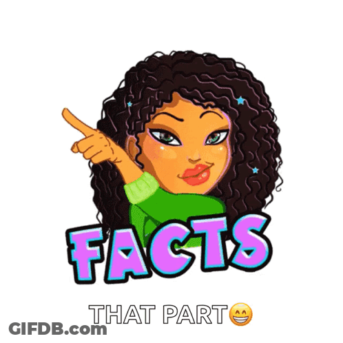A Cartoon Of A Girl Pointing At The Word Facts GIF