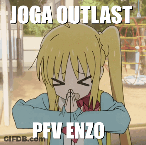 A Cartoon Of A Girl Praying With The Words Joga Outlast Pfv Enzo GIF