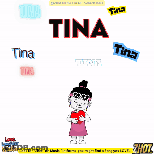A Cartoon Of A Girl Riding A Bike With The Name Tina In The Background GIF